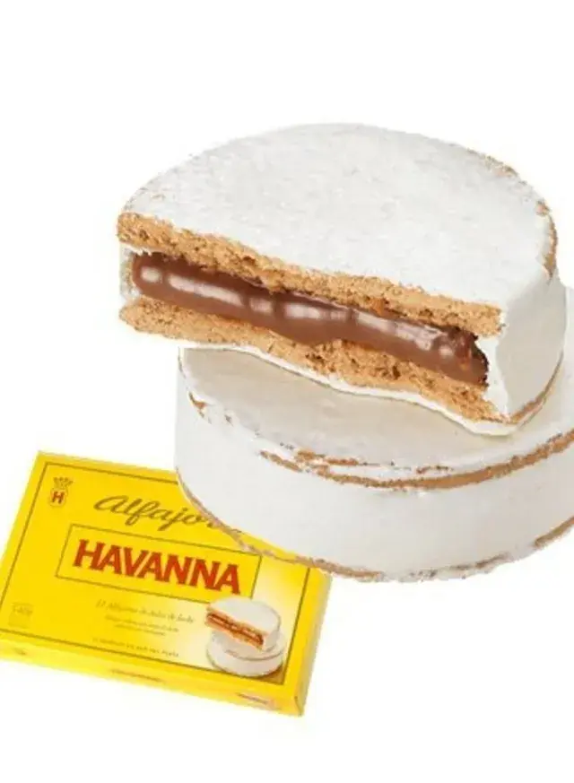 Alfajor Havanna blanco alfajor relleno de dulce de leche cubierto con merengue
